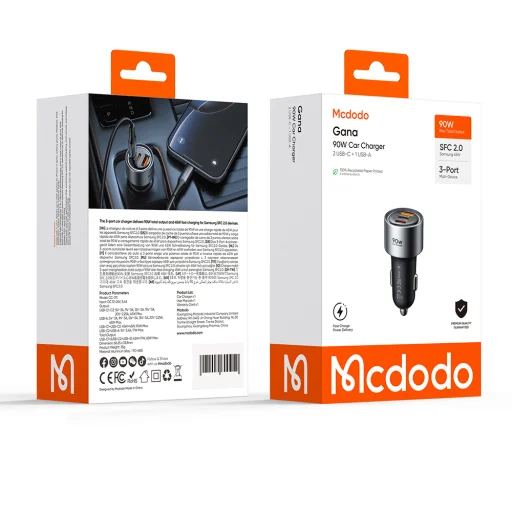 Mcdodo Gana Series CC-3110 90 W autonabíjačka s 2 konektormi USB-C a USB-A, čierna - 7