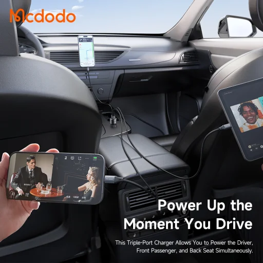 Mcdodo Gana Series CC-3110 90 W autonabíjačka s 2 konektormi USB-C a USB-A, čierna - 4