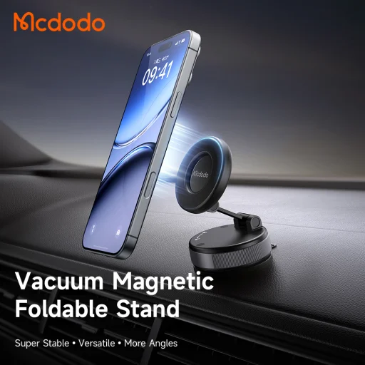 Mcdodo CM-8540 magnetický držiak na telefón do auta na palubnú dosku, s vákuovou prísavkou, so skladacou konštrukciou – čierny - 2