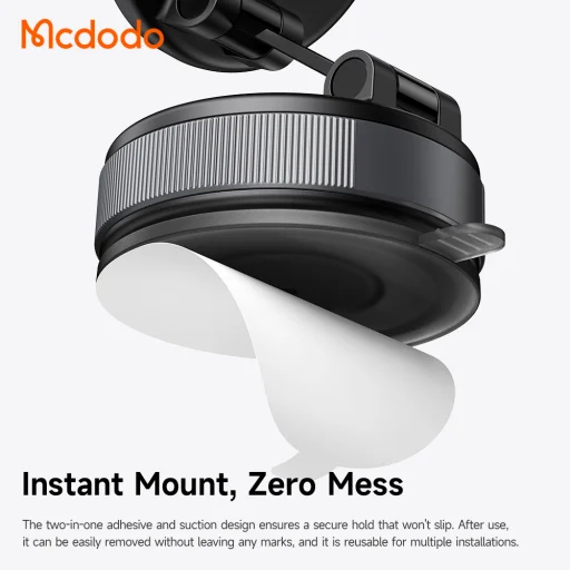 Mcdodo CM-8540 magnetický držiak na telefón do auta na palubnú dosku, s vákuovou prísavkou, so skladacou konštrukciou – čierny - 3