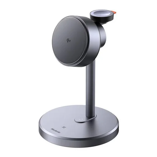 Mcdodo Black Swan Series magnetická bezdrôtová nabíjacia stanica pre iPhone, iWatch a slúchadlá, so stojanom, 22,5 W, Qi2, čierna (CH-2460) - 2