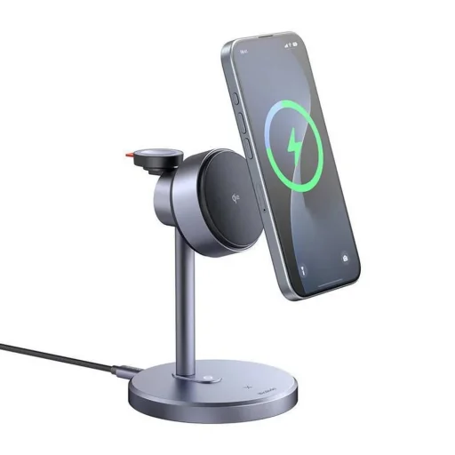 Mcdodo Black Swan Series magnetická bezdrôtová nabíjacia stanica pre iPhone, iWatch a slúchadlá, so stojanom, 22,5 W, Qi2, čierna (CH-2460) - 3