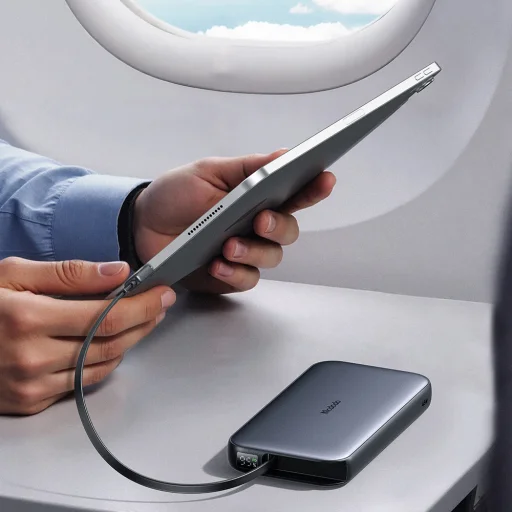 Mcdodo MetaFree Series MC-5920 externá batéria so vstavaným USB-C káblom, 10000 mAh, 45 W, tmavosivá - 6