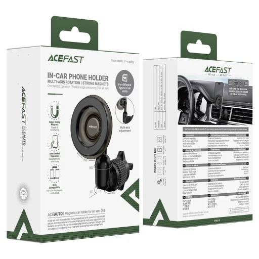 Acefast D68 magnetický držiak na telefón do auta do ventilačnej mriežky, čierny - 6