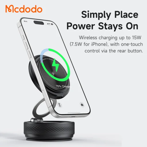 Mcdodo CH-8610 magnetický držiak na telefón do auta s bezdrôtovým nabíjaním, na palubnú dosku, čierny - 4
