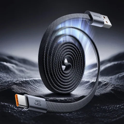 Mcdodo CA-1200 ultratenký magnetický samonavíjací kábel USB – Type-C, čierny, 1 m, 6 A - 2