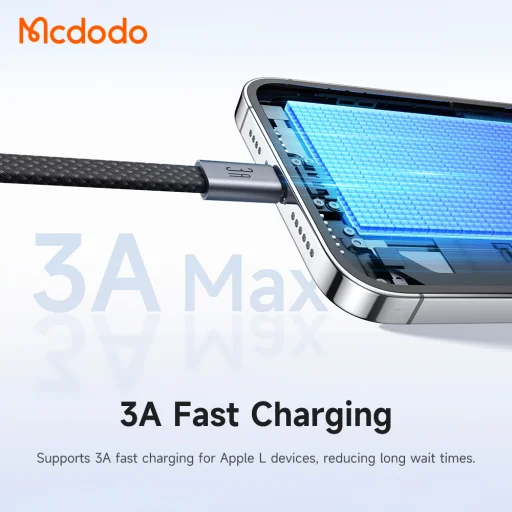 Mcdodo Data Cable Self-Winding Series CA-1160 samonavíjací USB-A – Lightning kábel, 3A, 1m, čierny - 4