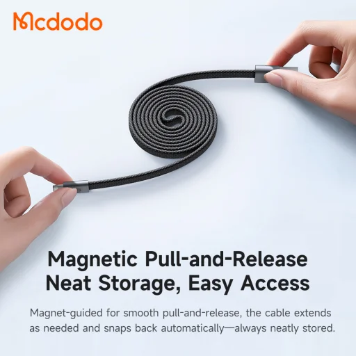Mcdodo Data Cable Self-Winding Series CA-1160 samonavíjací USB-A – Lightning kábel, 3A, 1m, čierny - 5