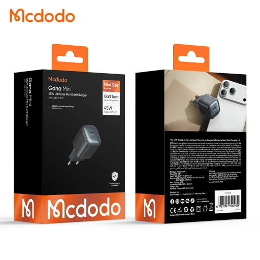 Mcdodo Ultimate Mini CH-4391 GaN USB-C 45 W sieťová rýchlonabíjačka, čierna - 7