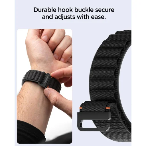 Spigen WBF1 nylonový remienok pre Samsung Galaxy Watch 8 / 9 / Classic (40 / 44 / 46 mm), čierny - 8