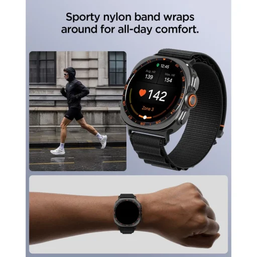 Spigen WBF1 nylonový remienok pre Samsung Galaxy Watch Ultra 1 / 2 (47 mm), čierny - 5
