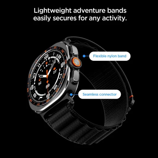 Spigen WBF1 nylonový remienok pre Samsung Galaxy Watch Ultra 1 / 2 (47 mm), čierny - 6