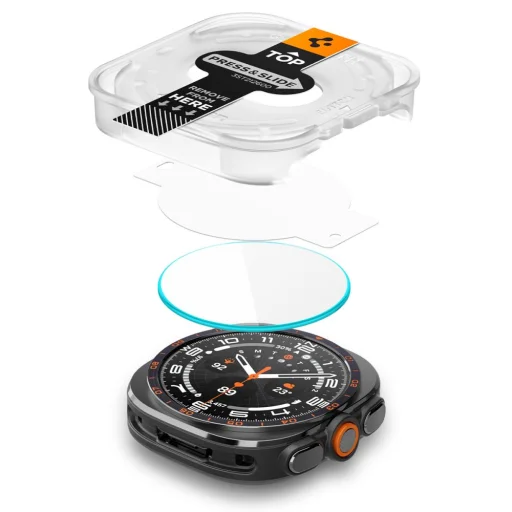 Spigen Glas.TR EZ Fit AC tvrdené sklo pre Samsung Galaxy Watch Ultra 1 / 2 2026 (47 mm), číre, 2 ks - 5