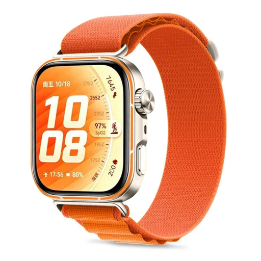 Huawei Watch Fit 3 / 4 / 4 Pro / 5 / 5 Pro oranžový pletený nylonový remienok Tech-Protect Nylon Pro - 1
