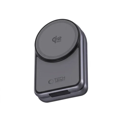 Tech-Protect A53 magnetická bezdrôtová nabíjačka 3 v 1 MagSafe 25 W Qi2.2, tmavosivá - 4
