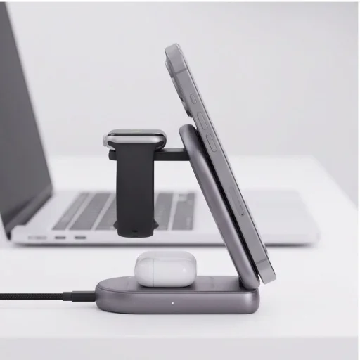 Tech-Protect A53 magnetická bezdrôtová nabíjačka 3 v 1 MagSafe 25 W Qi2.2, tmavosivá - 9