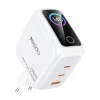 Yesido YC114 140W GaN sieťová nabíjačka s TFT displejom, USB a 2 portmi Type-C, biela thumbnail