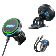 Lisen W116 magnetický držiak na telefón do auta s bezdrôtovou nabíjačkou, chladiacim ventilátorom, 25W, Qi2.2, čierny (YL0225060018)