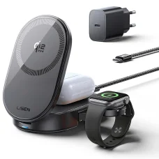 Lisen W121 3 v 1 bezdrôtová nabíjacia stanica so 45W adaptérom, čierna (YL0325080017)