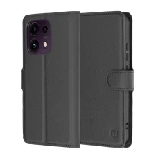 Techsuit Leather Folio bőr hatású könyvtok Oppo Reno16 F / Reno16 FS készülékhez, fekete tok