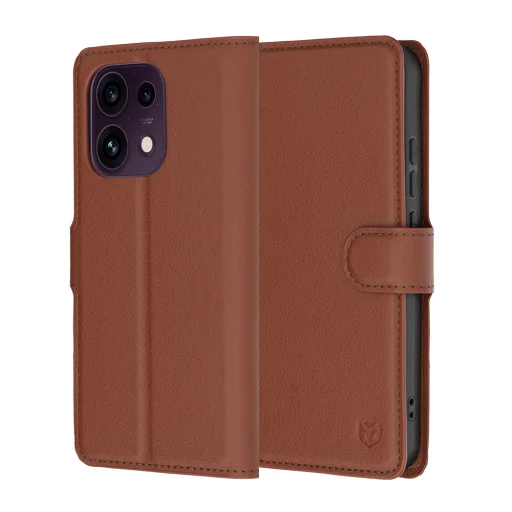 Oppo Reno16 F / Reno16 FS hnedé kožené peňaženkové puzdro Techsuit Leather Folio - 1