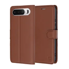 Hnedé koženkové puzdro Techsuit Leather Folio pre Realme 16 5G