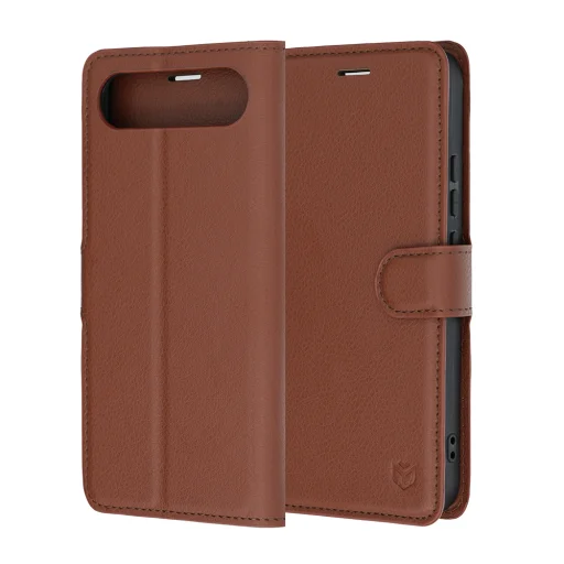 Hnedé koženkové puzdro Techsuit Leather Folio pre Realme 16 5G - 6