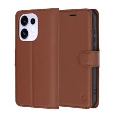 Techsuit Leather Folio pénztárcatok Oppo Reno16 készülékhez, barna tok