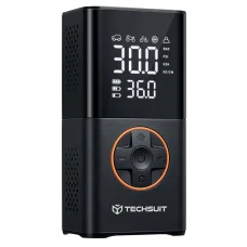 Bezdrôtový kompresor do auta Techsuit GoInflate AI1 s LED svetlom, 4000mAh, čierny