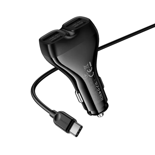 Borofone Car charger BZ35 Leader - 2 x Type C + USB - PD 30W with cable USB to Type C black - 5