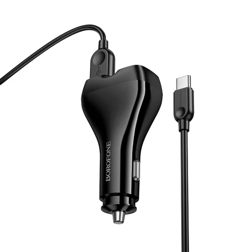 Borofone autonabíjačka BZ35 Leader - 2 x typ C + USB - 30 W Power Delivery s káblom USB na typ C čierna - 3