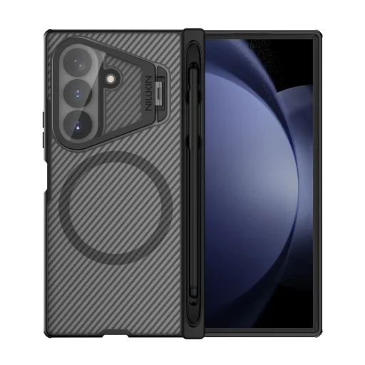Samsung Galaxy Z Fold 8 Ultra priesvitné čierne Nillkin CamShield Prop Magnetic Pen Slot puzdro s priesvitným krytom šošovky - 1