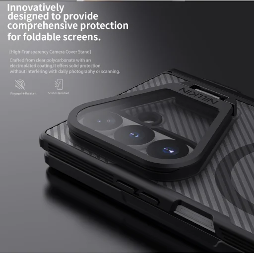Samsung Galaxy Z Fold 8 Ultra átlátszó fekete Nillkin CamShield Prop Magnetic Pen Slot átlátszó lencsés tok - 7