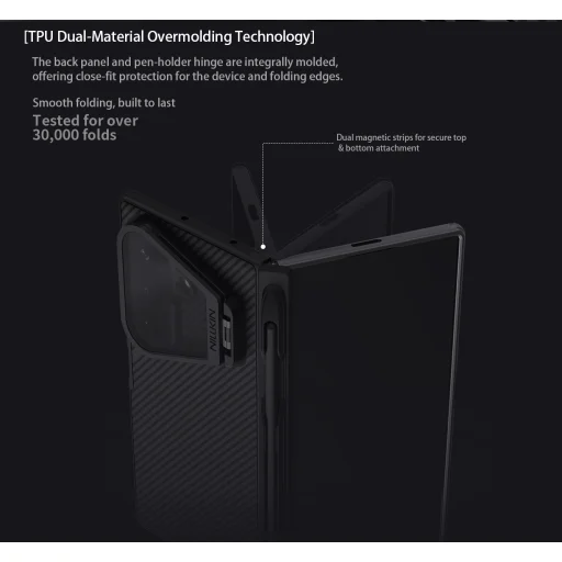 Samsung Galaxy Z Fold 8 Ultra fekete Nillkin CamShield Prop Magnetic Pen Slot tok átlátszó lencsével - 8