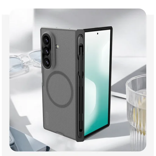 Samsung Galaxy Z Fold 8 Ultra áttetsző fekete Nillkin Super Frosted FOLD mágneses stylustartós hátlap - 15