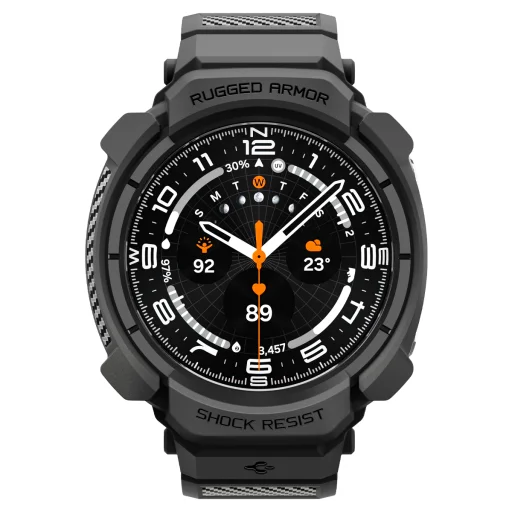 Samsung Galaxy Watch Ultra 2 47mm Spigen Rugged Armor Pro védőtok integrált szíjjal, matt fekete - 4