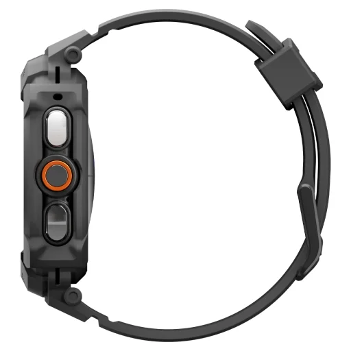 Spigen Rugged Armor Pro ochranné puzdro s integrovaným remienkom, matná čierna – Samsung Galaxy Watch Ultra 2 47mm - 6