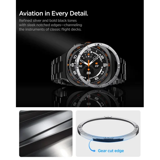 Spigen Bezel Tune (Pilot) ochranný krúžok lunety pre Samsung Galaxy Watch Ultra 2 47mm, strieborný - 11