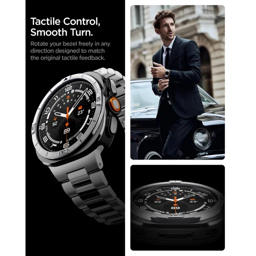 Spigen Bezel Tune (Pilot) ochranný krúžok lunety pre Samsung Galaxy Watch Ultra 2 47mm, strieborný - 13