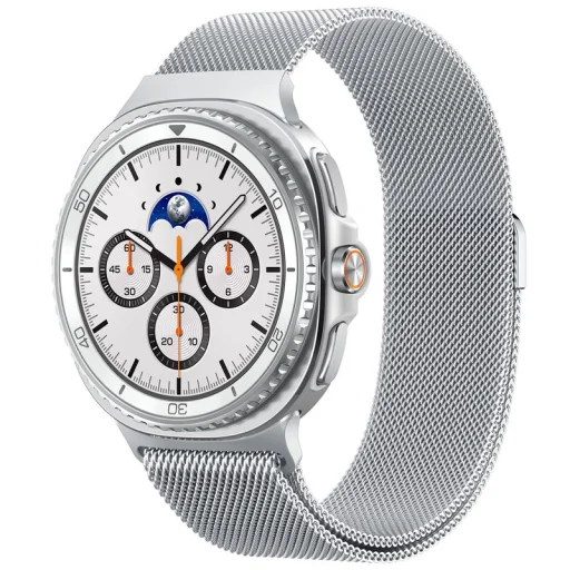 Spigen Metal Fit milánsky remienok pre Samsung Galaxy Watch 9/8 46 mm/44 mm/40 mm, strieborný - 1