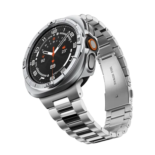 Spigen Bezel Tune Pro (Pilot) ochranné puzdro s kovovým rámčekom pre Samsung Galaxy Watch Ultra 2 47 mm, strieborné - 2