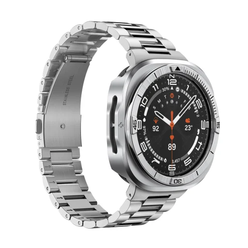 Spigen Bezel Tune Pro (Pilot) ochranné puzdro s kovovým rámčekom pre Samsung Galaxy Watch Ultra 2 47 mm, strieborné - 5