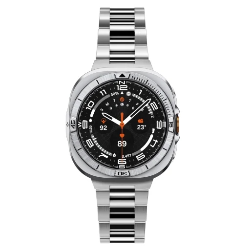 Spigen Bezel Tune Pro (Pilot) ochranné puzdro s kovovým rámčekom pre Samsung Galaxy Watch Ultra 2 47 mm, strieborné - 8