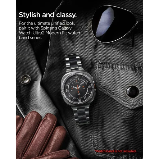 Spigen Bezel Tune Pro (Pilot) ochranné puzdro s kovovým rámčekom pre Samsung Galaxy Watch Ultra 2 47 mm, strieborné - 15