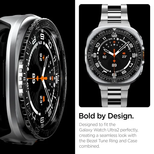 Spigen Bezel Tune Pro Diver ochranné puzdro s kovovou lunetou pre Samsung Galaxy Watch Ultra 2 47 mm, čierne - 12