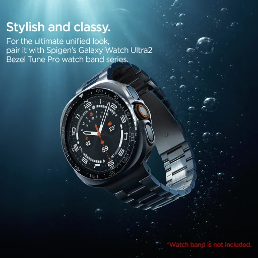 Spigen Bezel Tune Pro Diver ochranné puzdro s kovovou lunetou pre Samsung Galaxy Watch Ultra 2 47 mm, čierne - 15