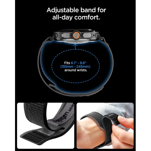 Spigen Athlex Air tkaný nylonový remienok pre Samsung Galaxy Watch Ultra 2/1 47 mm, aktívna čierno-sivá - 18
