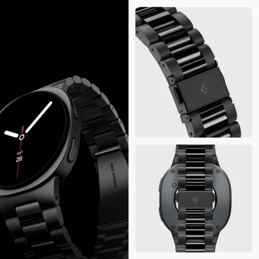 Spigen Modern Fit 316L remienok z nehrdzavejúcej ocele, čierny – Samsung Galaxy Watch 9/8 46mm/44mm/40mm - 12