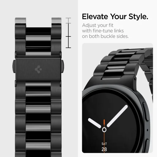 Spigen Modern Fit 316L remienok z nehrdzavejúcej ocele, čierny – Samsung Galaxy Watch 9/8 46mm/44mm/40mm - 14