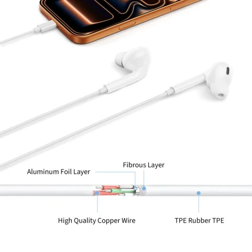 Tech-Protect Ultraboost Core G3 káblové slúchadlá s 3,5 mm konektorom, biele - 6